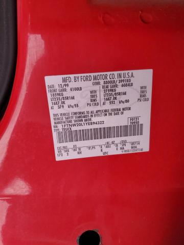 Photo 10 from auction – 2000 FORD F250 SUPER with VIN 1FTNW20L1YEB94322