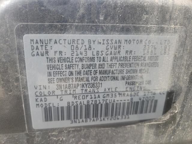 Photo 10 from auction – 2019 NISSAN SENTRA S with VIN 3N1AB7AP1KY206331