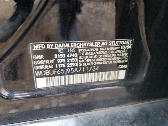 Photo 10 from auction – 2005 MERCEDES-BENZ E 320 with VIN WDBUF65J95A711734