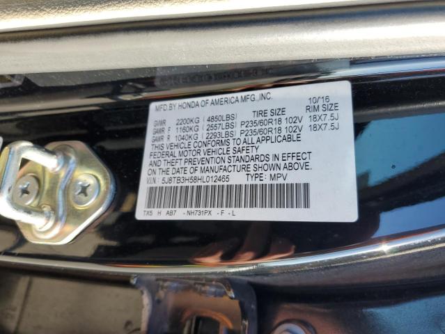 Photo 10 from auction – 2017 ACURA RDX TECHNO with VIN 5J8TB3H58HL012465