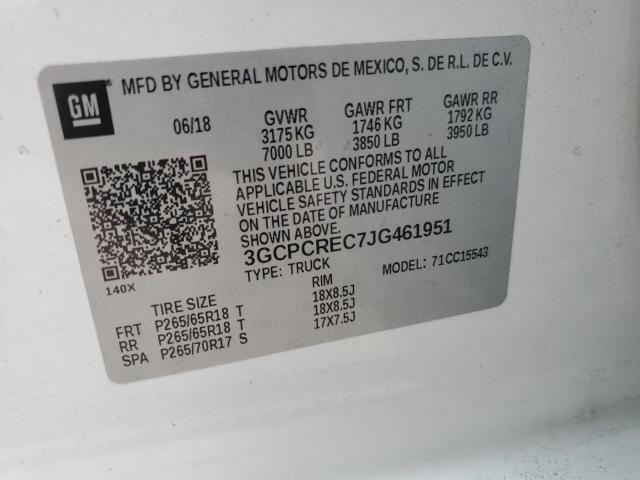 Photo 10 from auction – 2018 CHEVROLET SILVERADO with VIN 3GCPCREC7JG461951