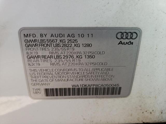 Photo 10 from auction – 2012 AUDI Q5 PREMIUM with VIN WA1DKAFP8CA050045