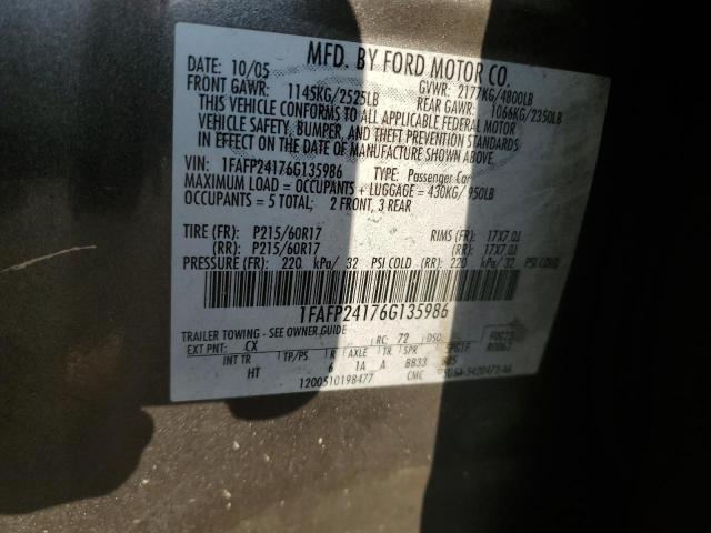 صورة رقم 10 من المزاد - 2006 FORD FIVE HUNDR مع VIN 1FAFP24176G135986