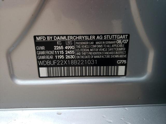 Photo 10 from auction – 2008 MERCEDES-BENZ E 320 CDI with VIN WDBUF22X18B221031