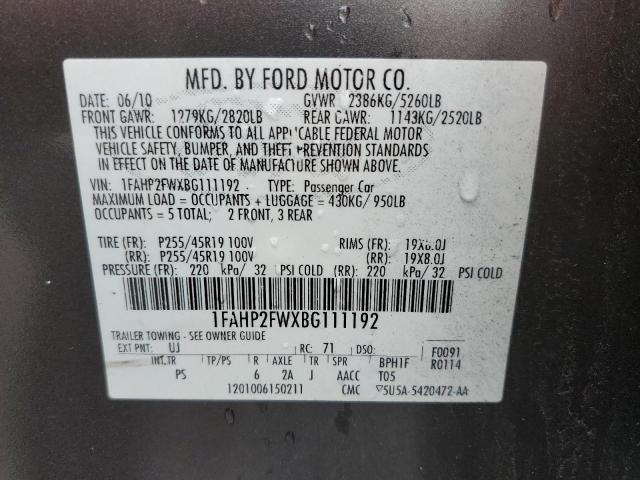 Photo 10 from auction – 2011 FORD TAURUS LIM with VIN 1FAHP2FWXBG111192
