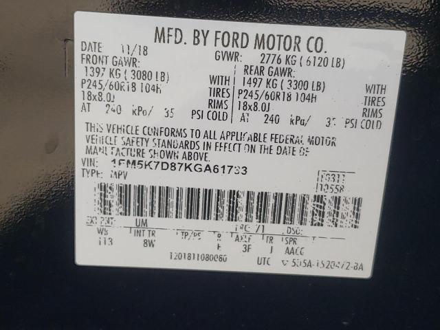 Photo 10 from auction – 2019 FORD EXPLORER X with VIN 1FM5K7D87KGA61733