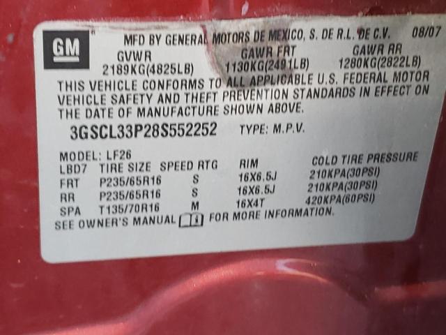 Photo 10 from auction – 2008 SATURN VUE XE with VIN 3GSCL33P28S552252