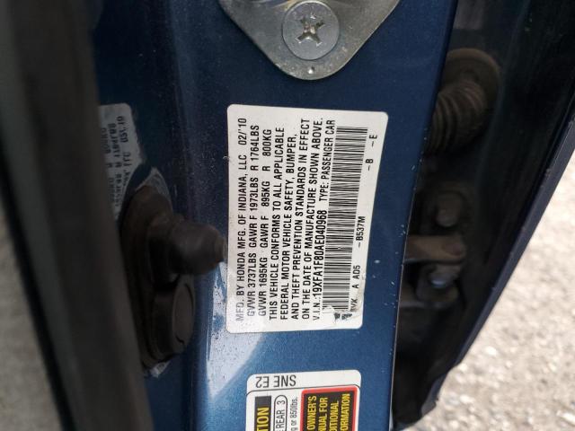 Photo 10 from auction – 2010 HONDA CIVIC EX with VIN 19XFA1F80AE040968
