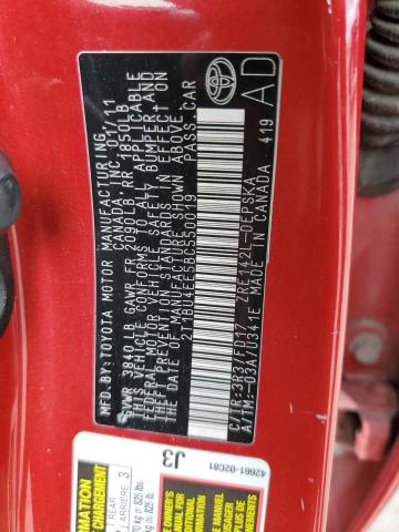Photo 10 from auction – 2011 TOYOTA COROLLA BA with VIN 2T1BU4EE5BC550019