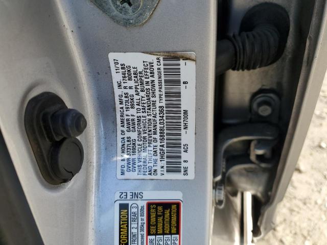Photo 10 from auction – 2008 HONDA CIVIC EX with VIN 1HGFA16888L034368