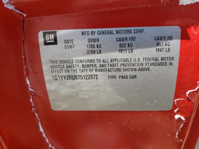 Photo 10 from auction – 2007 CHEVROLET CORVETTE with VIN 1G1YY26U875122872