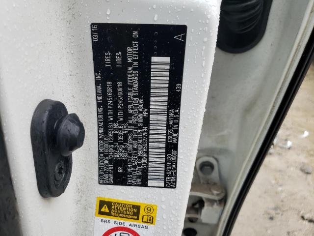 Photo 10 from auction – 2016 TOYOTA HIGHLANDER with VIN 5TDBKRFH5GS272894