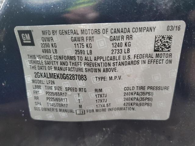Photo 10 from auction – 2016 GMC TERRAIN SL with VIN 2GKALMEK0G6287083