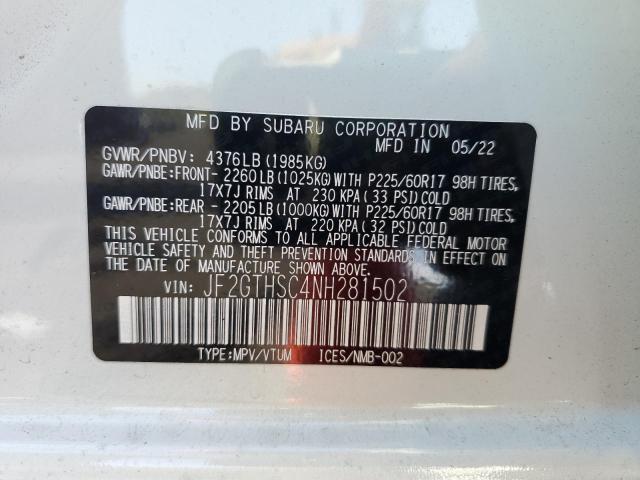 Photo 10 from auction – 2022 SUBARU CROSSTREK with VIN JF2GTHSC4NH281502