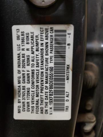 Photo 10 from auction – 2013 HONDA CIVIC EX with VIN 19XFB2F86DE055160