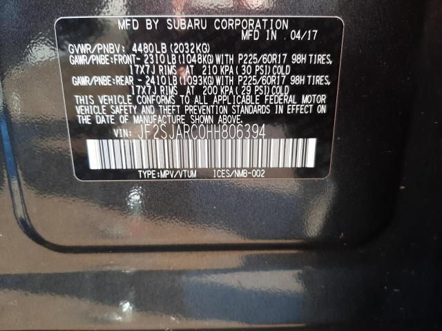 Photo 10 from auction – 2017 SUBARU FORESTER 2 with VIN JF2SJARC0HH806394