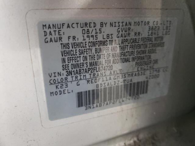 Photo 10 from auction – 2015 NISSAN SENTRA S with VIN 3N1AB7AP2FL674720