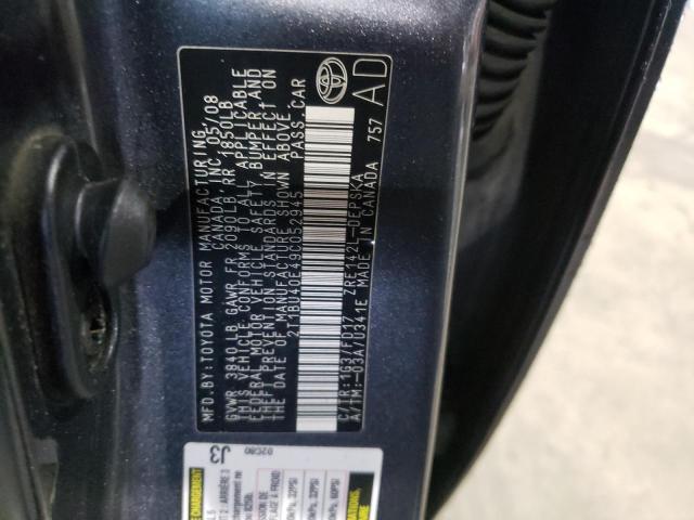Photo 10 from auction – 2009 TOYOTA COROLLA BA with VIN 2T1BU40E49C052945