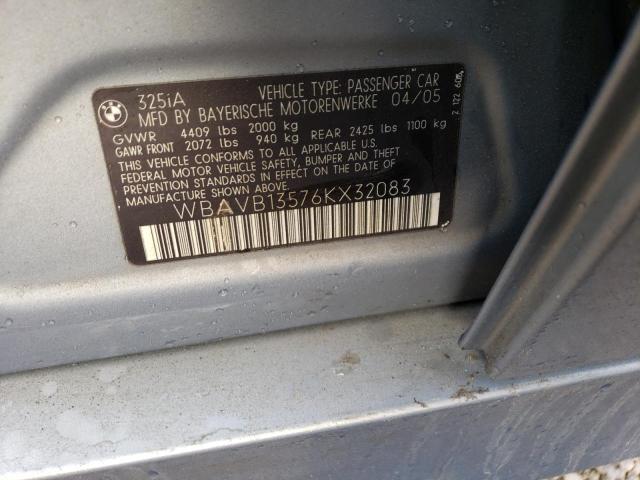 Photo 10 from auction – 2006 BMW 325 I with VIN WBAVB13576KX32083