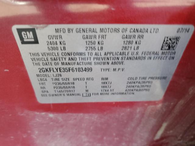 Photo 10 from auction – 2015 GMC TERRAIN SL with VIN 2GKFLYE35F6103499