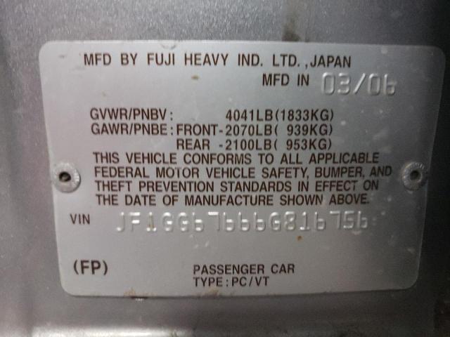 Photo 10 from auction – 2006 SUBARU IMPREZA 2. with VIN JF1GG67666G816756