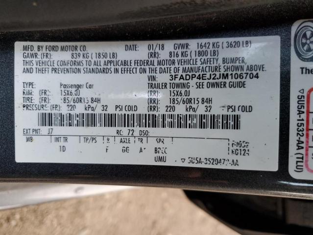 Photo 10 from auction – 2018 FORD FIESTA SE with VIN 3FADP4EJ2JM106704