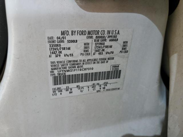 Photo 10 from auction – 2001 FORD F250 SUPER with VIN 1FTNW21F11EC87310