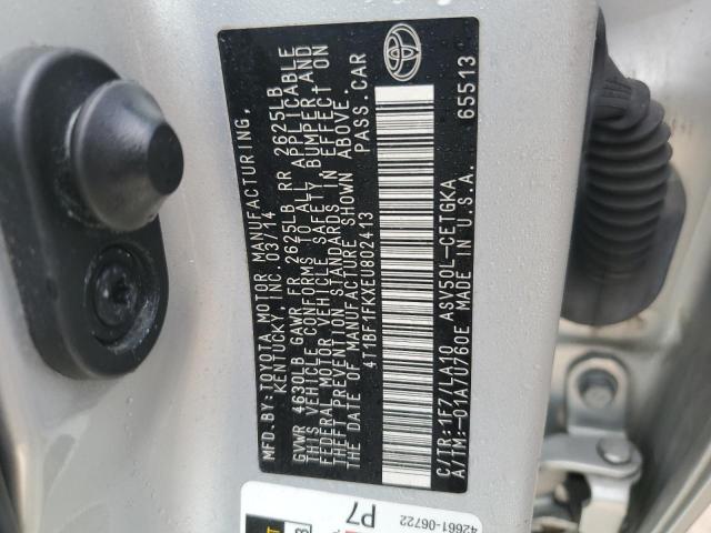 Photo 10 from auction – 2014 TOYOTA CAMRY L with VIN 4T1BF1FKXEU802413