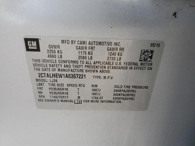 Photo 10 from auction – 2010 GMC TERRAIN SL with VIN 2CTALHEW1A6367221