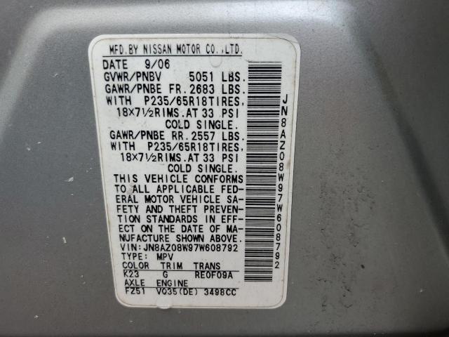 Photo 10 from auction – 2007 NISSAN MURANO with VIN JN8AZ08W97W608792