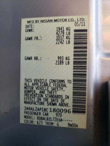 Photo 10 from auction – 2011 NISSAN ALTIMA BAS with VIN 1N4AL2AP1BC180096