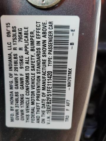 Photo 10 from auction – 2015 HONDA CIVIC LX with VIN 19XFB2F51FE111420