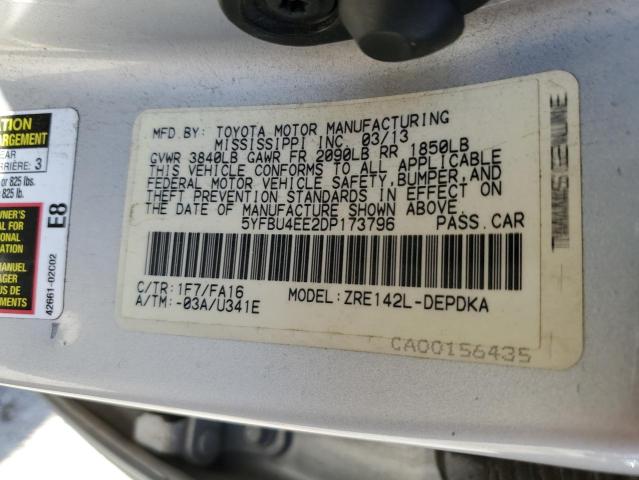 Photo 10 from auction – 2013 TOYOTA COROLLA BA with VIN 5YFBU4EE2DP173796