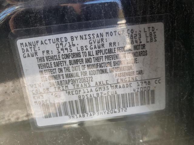 Photo 10 from auction – 2017 NISSAN SENTRA S with VIN 3N1AB7AP3HY206372
