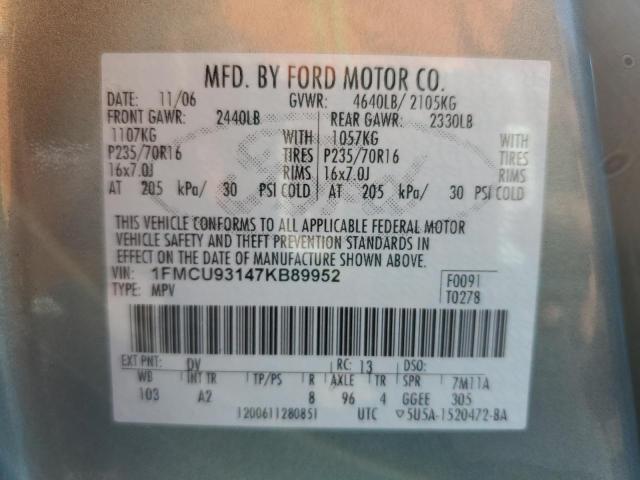 Photo 10 from auction – 2007 FORD ESCAPE XLT with VIN 1FMCU93147KB89952
