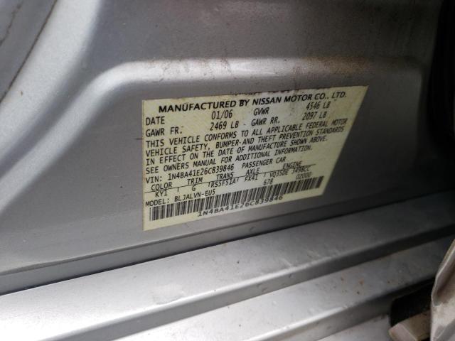 Photo 10 from auction – 2006 NISSAN MAXIMA SE with VIN 1N4BA41E26C839846