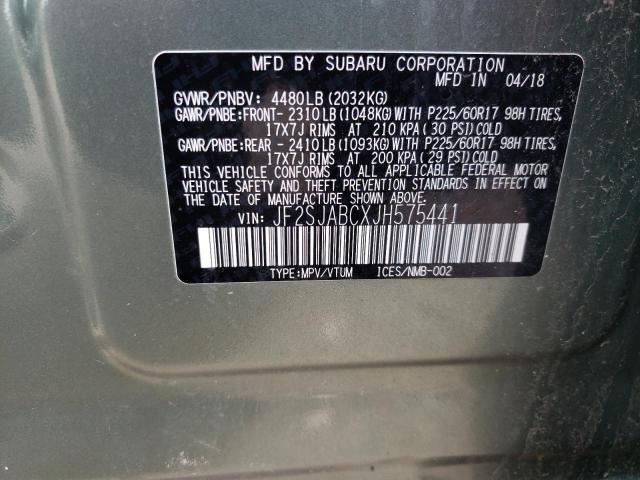 Photo 10 from auction – 2018 SUBARU FORESTER 2 with VIN JF2SJABCXJH575441