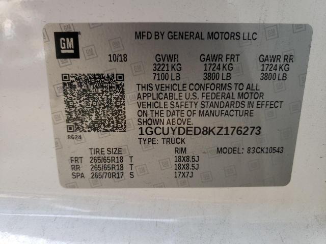 Photo 10 from auction – 2019 CHEVROLET SILVERADO with VIN 1GCUYDED8KZ176273