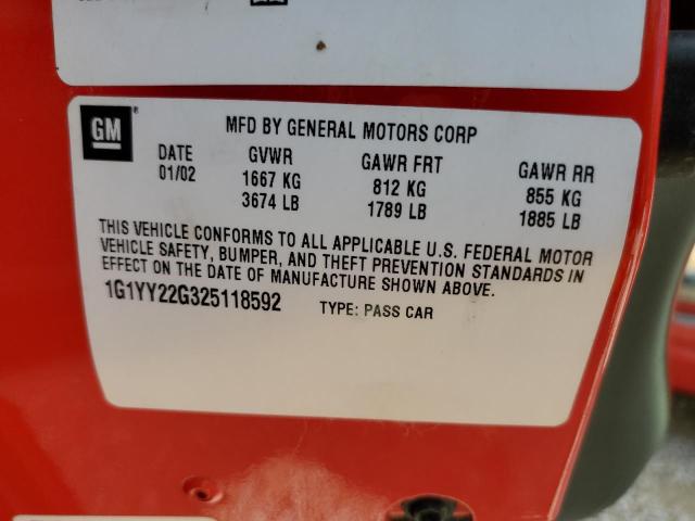 Photo 10 from auction – 2002 CHEVROLET CORVETTE with VIN 1G1YY22G325118592