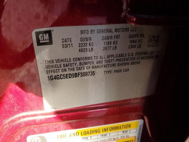 Photo 10 from auction – 2011 BUICK LACROSSE C with VIN 1G4GC5ED9BF309735