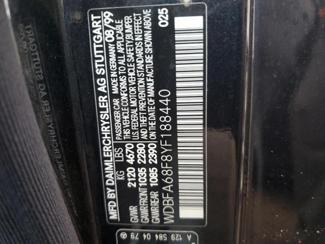 Photo 10 from auction – 2000 MERCEDES-BENZ SL 500 with VIN WDBFA68F8YF188440