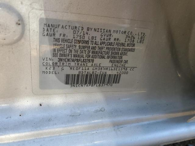 Photo 10 from auction – 2015 NISSAN VERSA with VIN 3N1CN7AP8FL837970