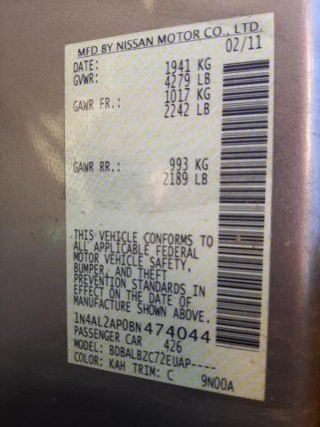 Photo 10 from auction – 2011 NISSAN ALTIMA BAS with VIN 1N4AL2AP0BN474044