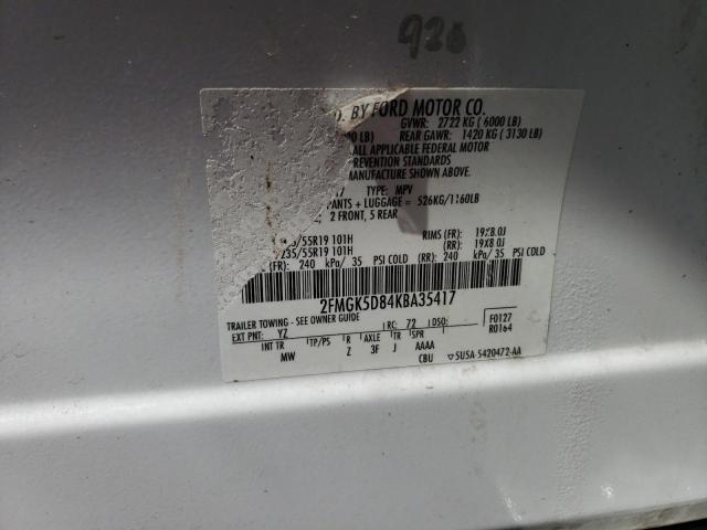 Photo 10 from auction – 2019 FORD FLEX LIMIT with VIN 2FMGK5D84KBA35417