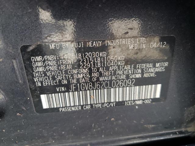 Photo 10 from auction – 2012 SUBARU IMPREZA WR with VIN JF1GV8J62CL026092