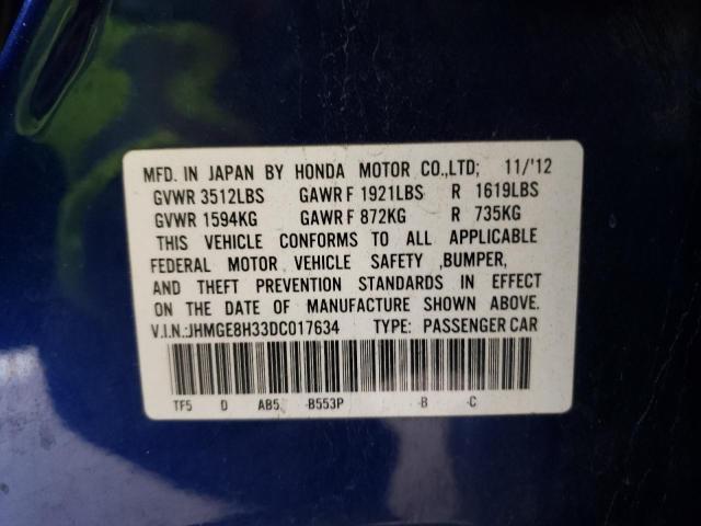 Photo 10 from auction – 2013 HONDA FIT with VIN JHMGE8H33DC017634