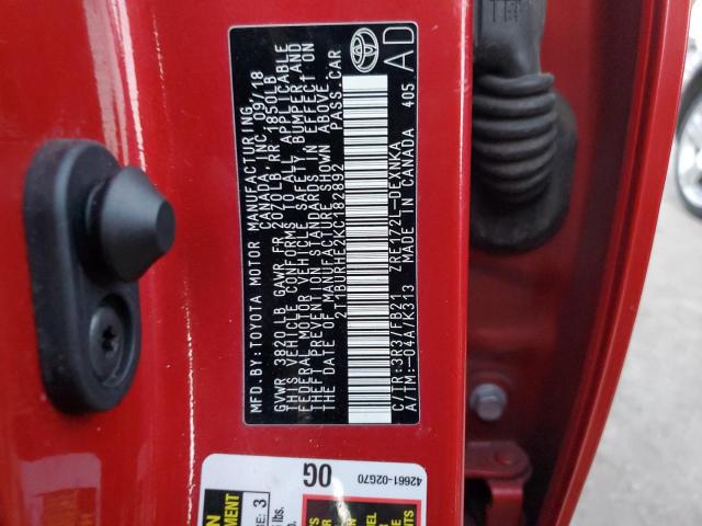 Photo 10 from auction – 2019 TOYOTA COROLLA L with VIN 2T1BURHE2KC182892