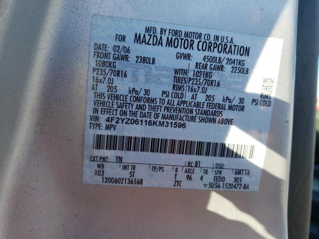 Photo 10 from auction – 2006 MAZDA TRIBUTE S with VIN 4F2YZ06116KM31596