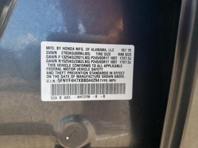 Photo 10 from auction – 2011 HONDA PILOT EXLN with VIN 5FNYF4H7XBB044294