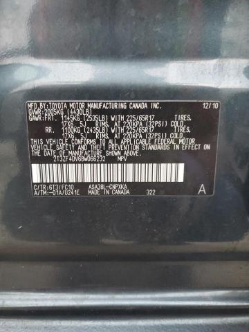 Photo 10 from auction – 2011 TOYOTA RAV4 with VIN 2T3ZF4DV6BW066232